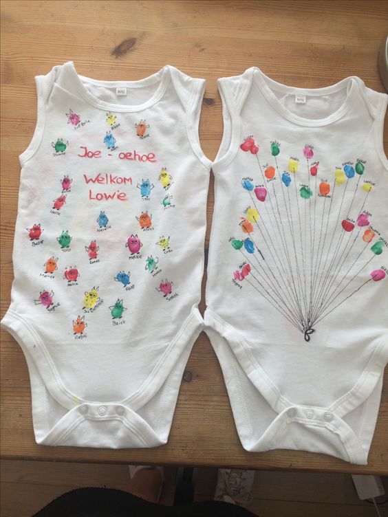 Voorbeelden rompertjes versieren tijdens babyshower